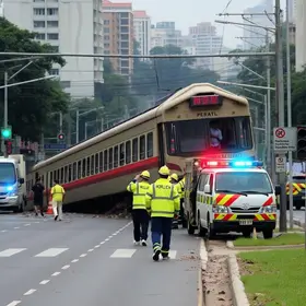 trem descarrila e bloqueia ruas em Hortolândia (SP)
